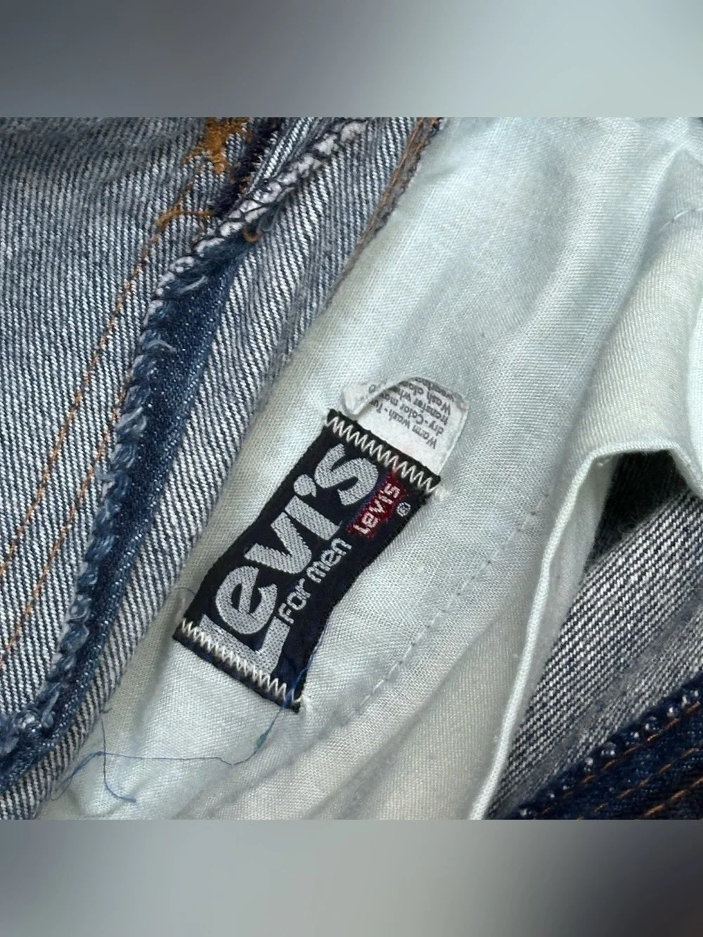 Vintage 70s Levi’s For Men Orange Tab Denim Bell Bottom Trousers Stitched Crease
